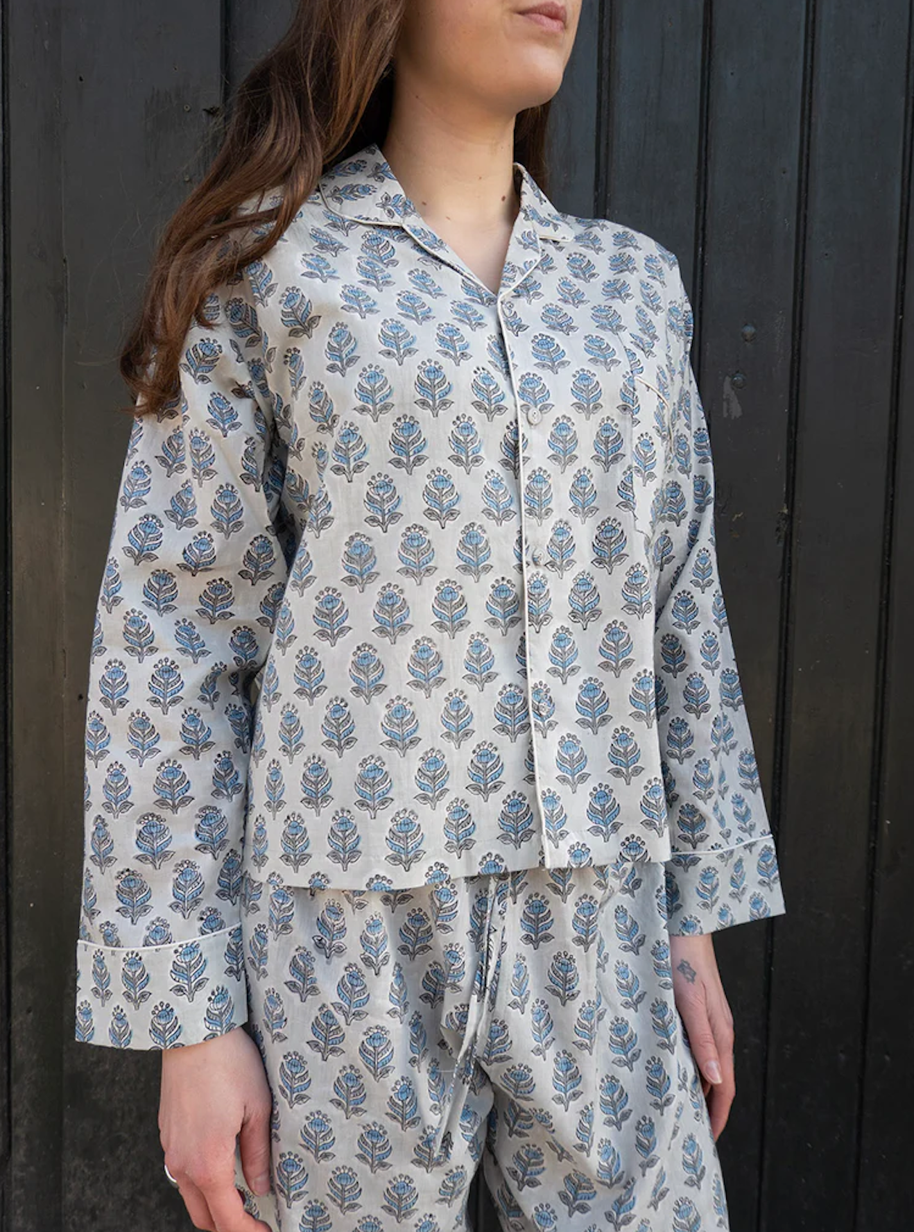 Pyjamas, Grey Blue Flower, Craft Sisters