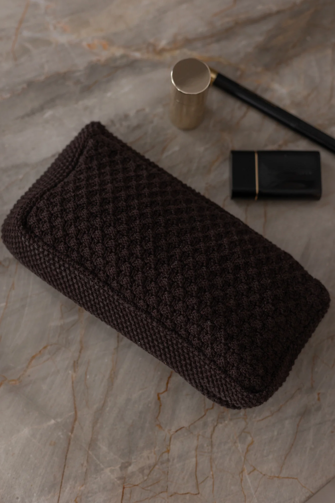 Knitted Clutch, Chocolate, By Lohn