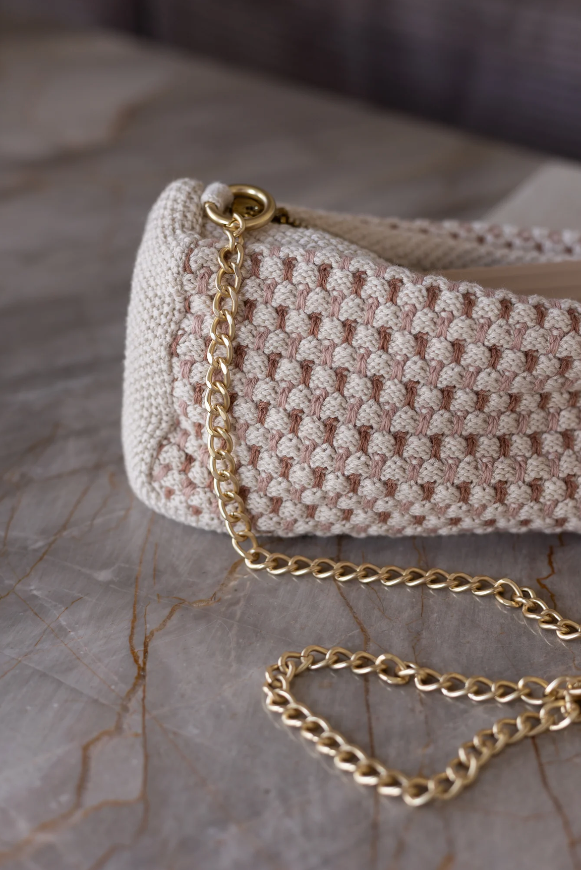 Knitted Clutch m/ kæde, Multi Rosa, By Lohn