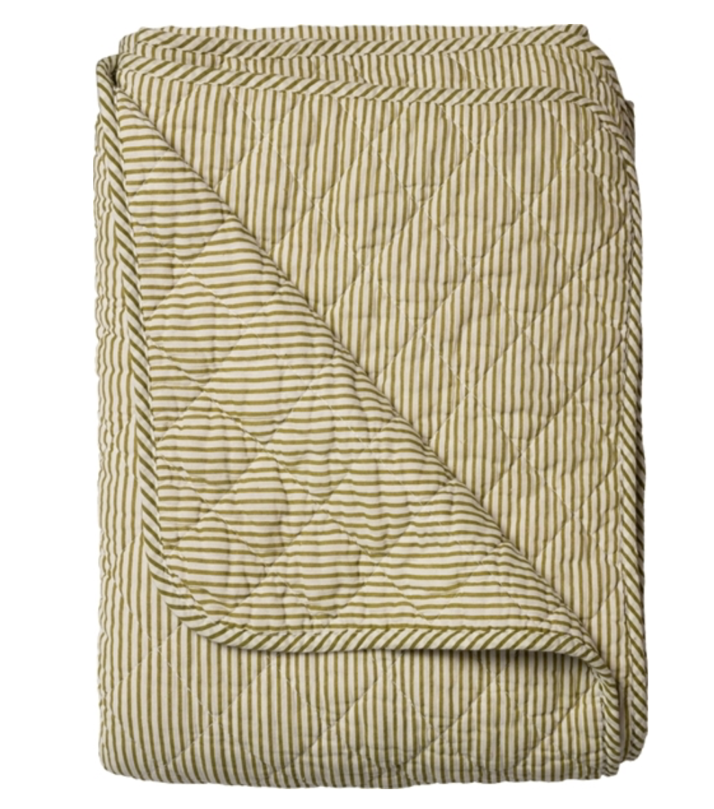 Quiltet plaid (140x180 cm) - Grøn Strib