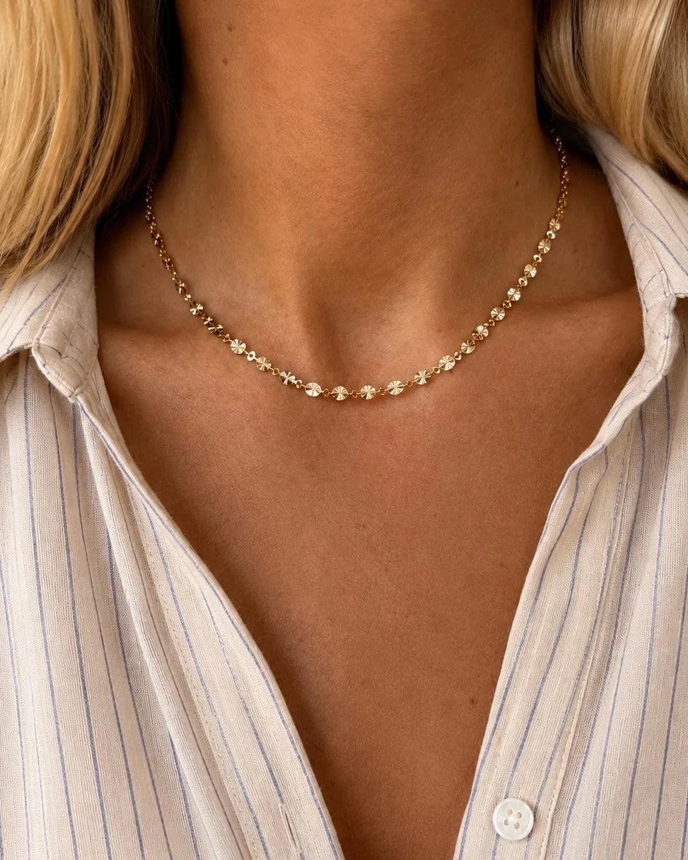 Soleil Necklace, Vandfast, Gold Plated, Nava
