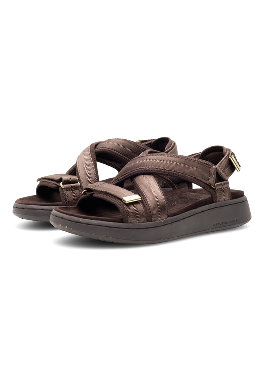 Line Cross Sandal, Chocolate, Woden