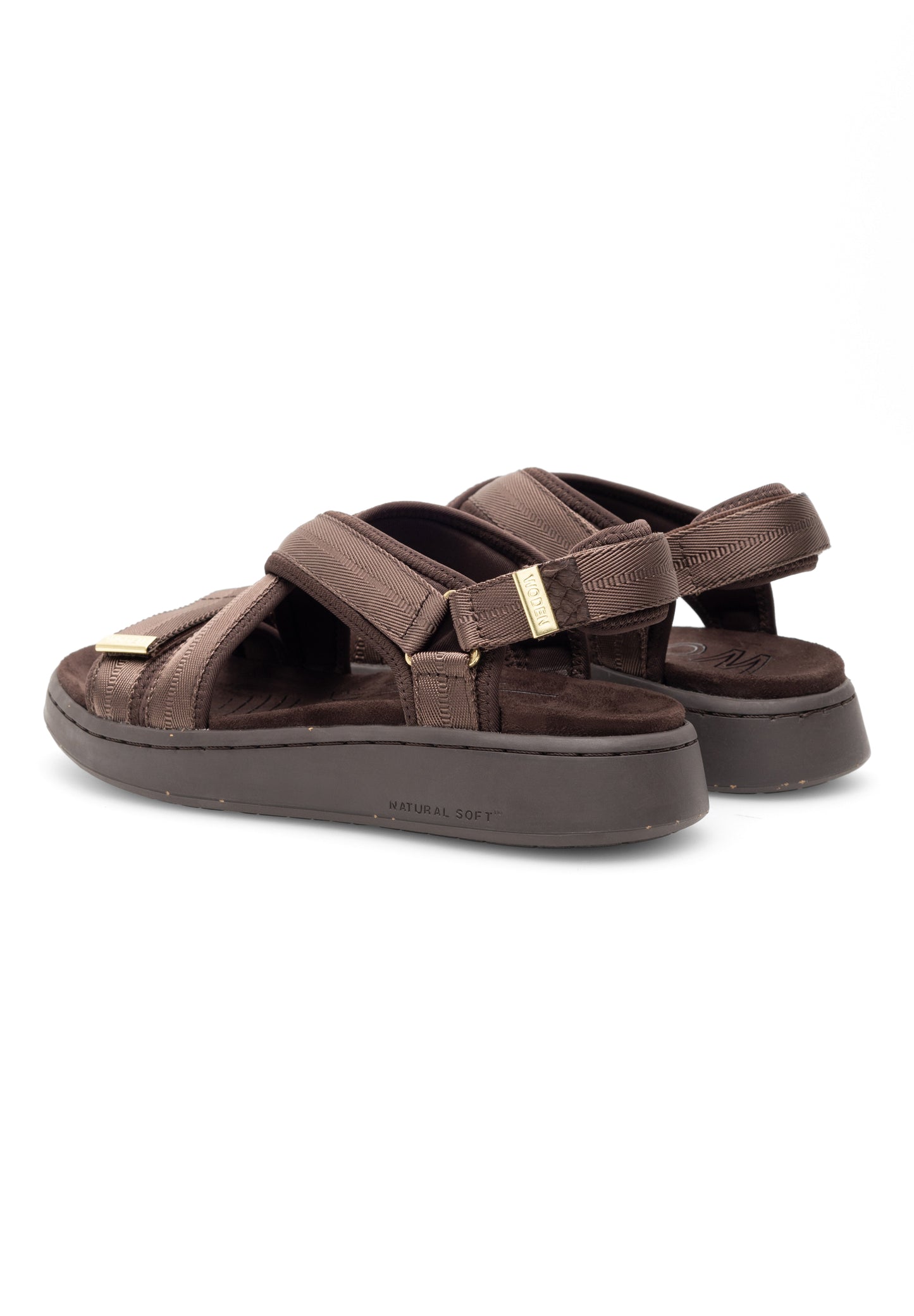 Line Cross Sandal, Chocolate, Woden