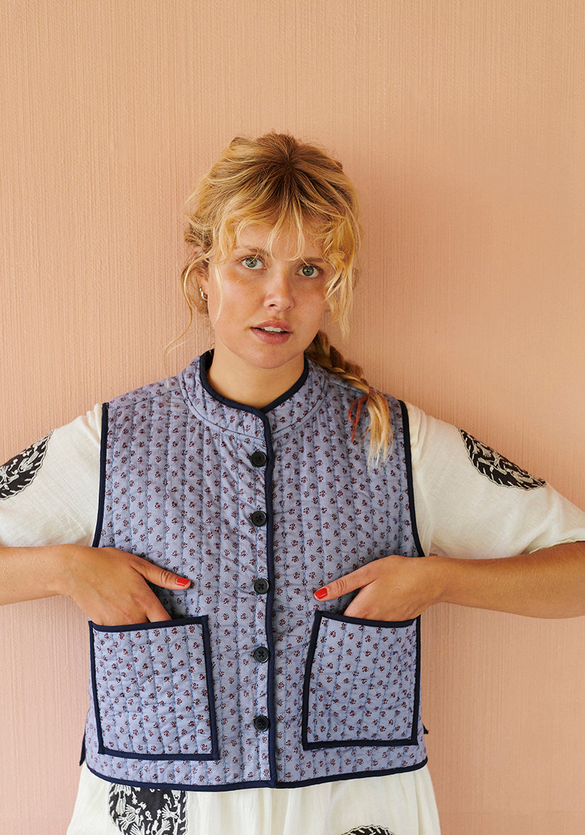 Quilted Waistcoat Astrid, Sapphire, Habiba