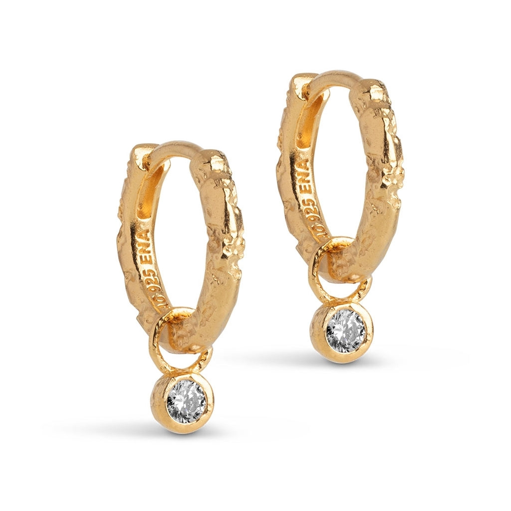 Hoops 'Belle' med sten, Gold Plated, Enamel