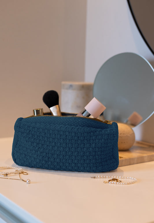 Knitted Clutch, Dark Blue Melange, By Lohn