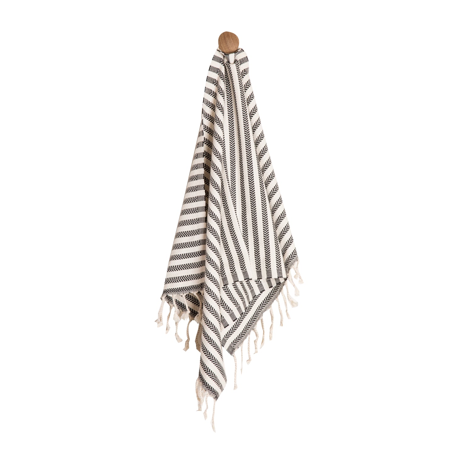Stripe gæstehåndklæde (sort)