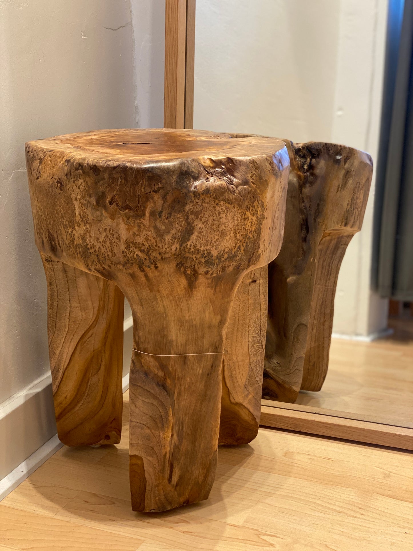 Teak skammel (rund)
