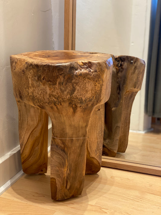 Teak skammel (rund)