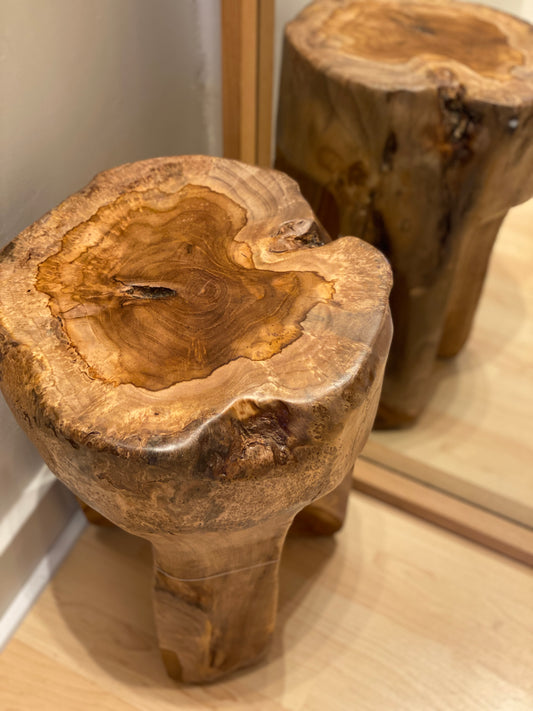 Teak skammel (rund)